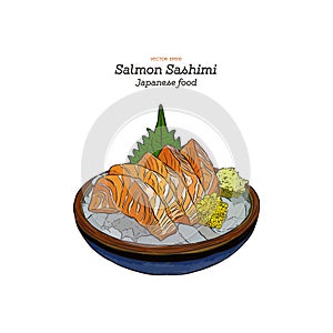 Salmon sashimi, raw fish in traditional Japanese style
