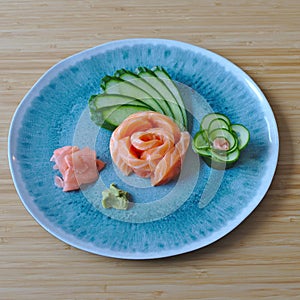 Salmon Sashimi raw food traditional Japanese cuisine