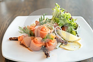 Salmon sashimi salad