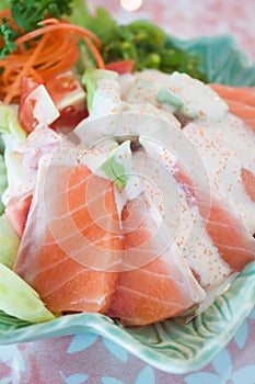 Salmon sashimi salad