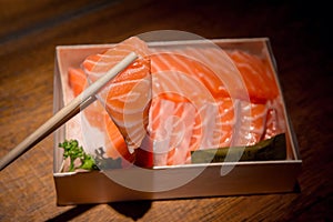 Salmon Sashimi. Traditionally Eaten of Japanese , very Fresh Raw