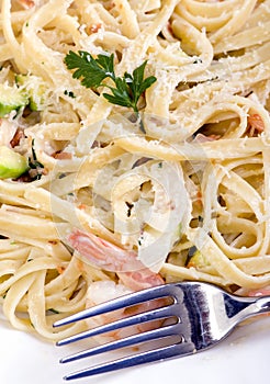 Salmon and Shrimp Fettuccine