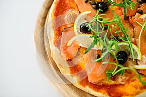 Salmon slice pizza