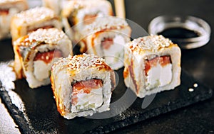 Salmon and Smoked Eel Sushi Roll