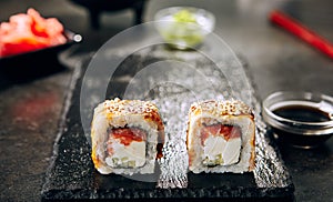 Salmon and Smoked Eel Sushi Roll