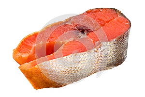 Salmon. Smoked Salmon. Natural Atlantic raw fish. Whole piece of steak or fillet of red fish salmon or trout.