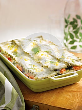 Salmon spinach lasagna