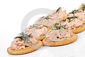 Salmon spread on cracker cookies