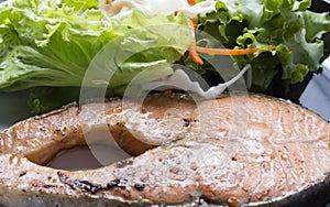Salmon Stake with Vegetable on dish
