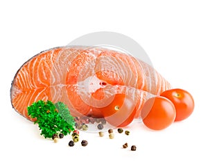 Salmon steak with pepper and parsley