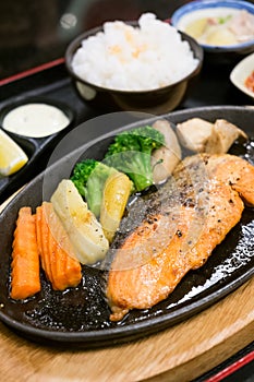 Salmon Steak with vegetable, Japanese food