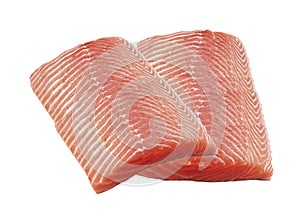 Salmon steaks red fish isolated on white