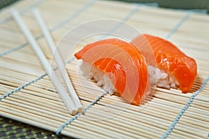 Salmon sushi photo