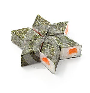 Salmon sushi maki isolated