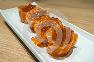 Salmon Sushi Roll with Fish Egg Roe