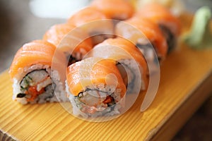 Salmon sushi rolls