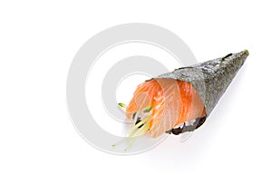 Salmon sushi temaki isolated