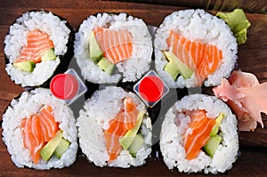 Salmon sushi tray