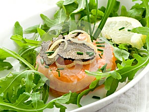 Salmon tartare with truffle photo