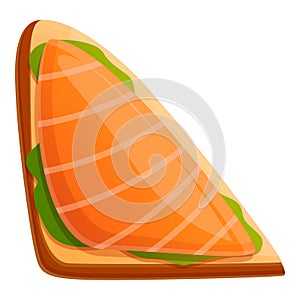 Salmon toast icon, cartoon style