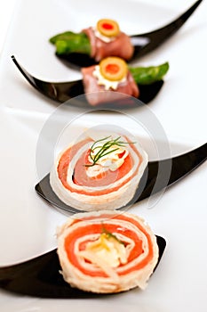 Salmon wrap canape