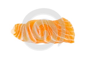 salmon & x28;salmon sashimi& x29; sliced Isolated on white background