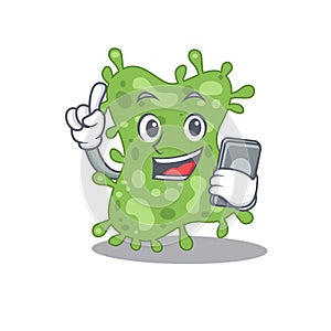 Salmonella enterica cartoon character speaking on phone photo