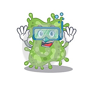 Salmonella enterica mascot design concept wearing diving glasses photo