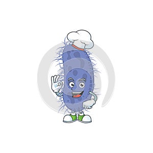 Salmonella typhi cartoon design style proudly wearing white chef hat