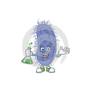 Salmonella typhi genius Professor Cartoon character holding glass tube