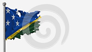 Salomon Islands 3D tattered waving flag illustration on Flagpole.