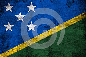 Salomon islands rusty and grunge flag illustration