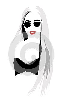 Salon logo. Fashion illustration hand drawn