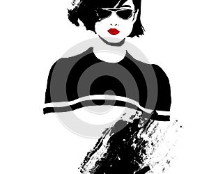 Salon logo. Fashion illustration hand drawn