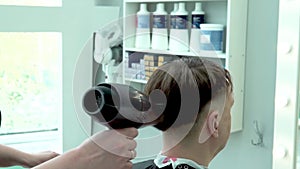 Salon male beauty hairdryer professional barber hairdresser young shop service, concept healthy lifestyle haircut