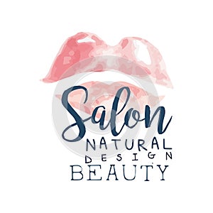 Salon, natural beauty logo design, label for hair or beauty studio, cosmetics shop, spa center watercolor vector