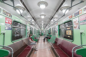 Salon of the vintage subway train Ezh3.