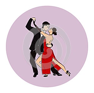 Salsa or argentine tango dancing couple man and woman in vector. International tango day