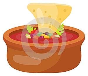 Salsa bowl. Traditional mexican dip sauce cartoon icon photo