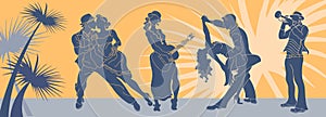 Salsa dance vector.Tango couple vector. Couple dancing salsa. Argentine tango.Web background salsa latino.Salsa music party banner photo