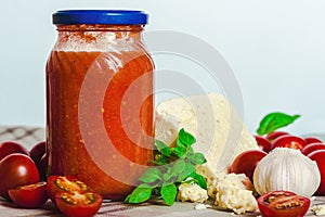 Salsa di Pomodoro al Formaggio di Pecora tomato sauce with the sheep cheese pecorino photo