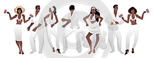 Salsa Party Time. Group of three men and four women dancing latin music. photo