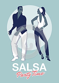 Salsa Party Time. Young couple dancing latin music