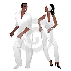 Salsa Party Time. Young couple dancing latin music