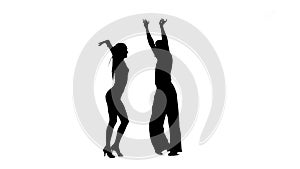 Salsa in perform silhouette couple professional dancers on white background