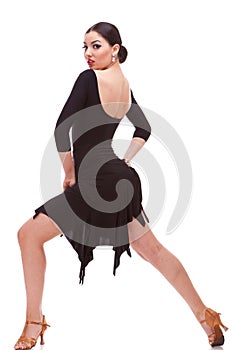 Salsa woman dancer doing a lunge