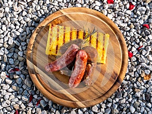 Salsiccia Sausage with Porcini Mushrooms and Polenta