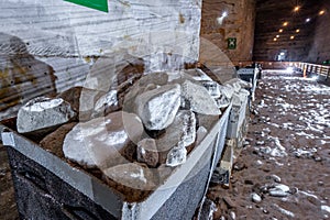 Salt bricks inside Slanic Prahova Salt Mine, Romania