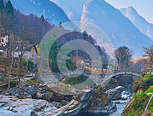 The Salt Bridge Ponte dei Salti, Lavertezzo, Valle Verzasca, Switzerland