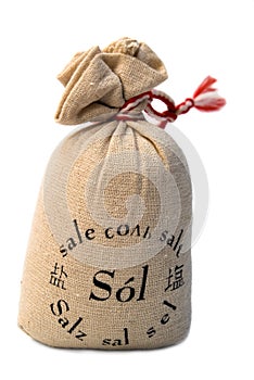 Salt in canvas bag